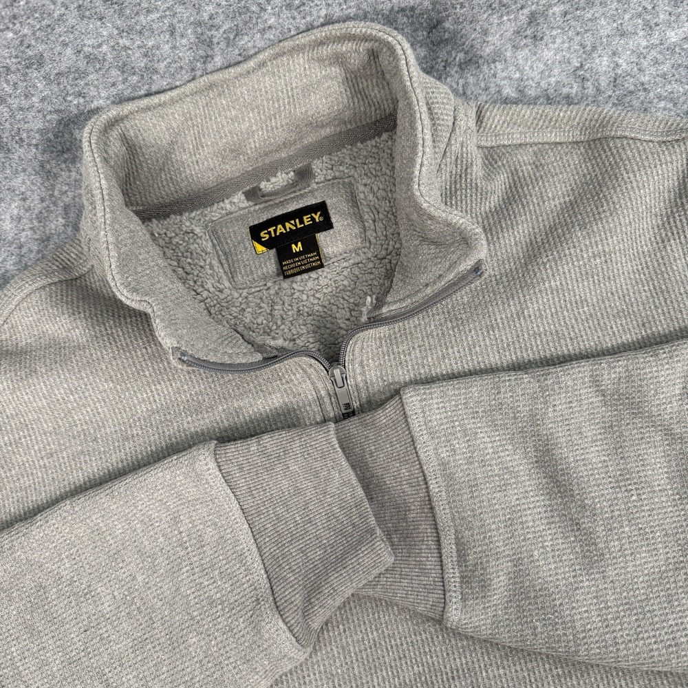 Stanley Sweatshirt Mens M Gray Sherpa Lined Quarter Zip Pullover Outdoors Casual